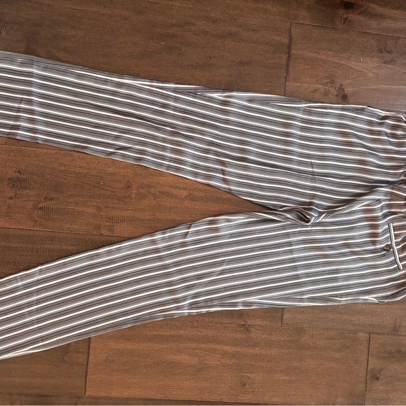 Striped Gray and White Silky drawstring Faconnable Size 4 Pants - Picture 4 of 11
